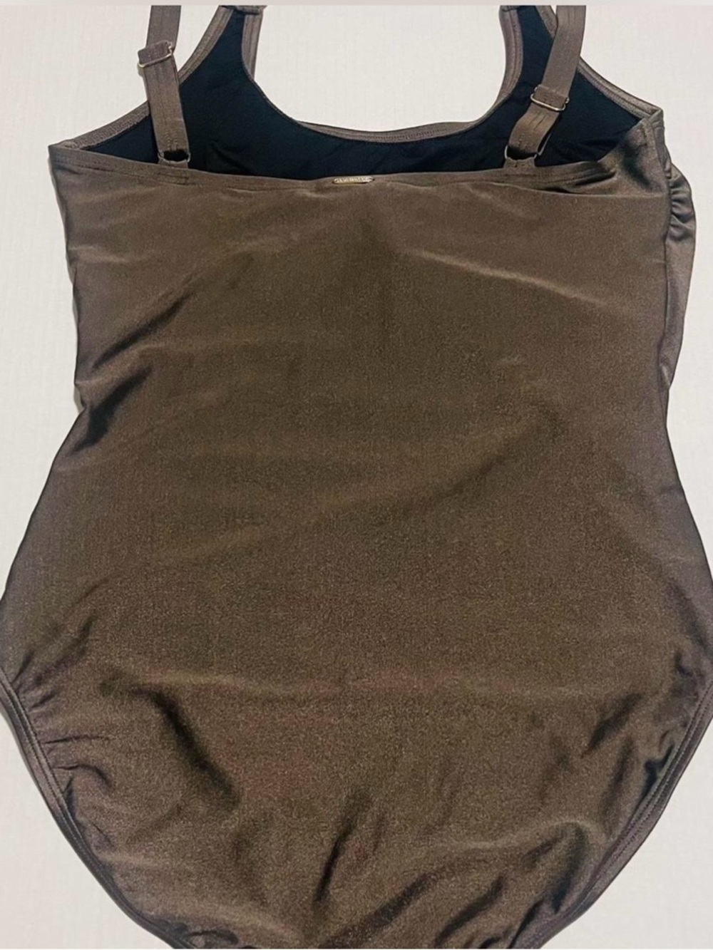 Calvin Klein Classic One-Piece Swimsuit in Olive green. Size 10 - Picture 4 of 6